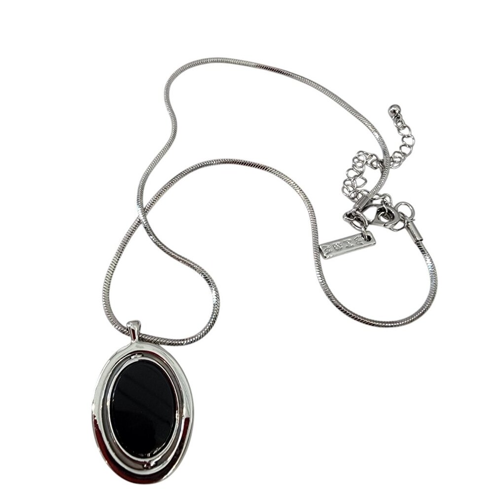 WH|BM reversible pendant necklace black silver tone white house black market